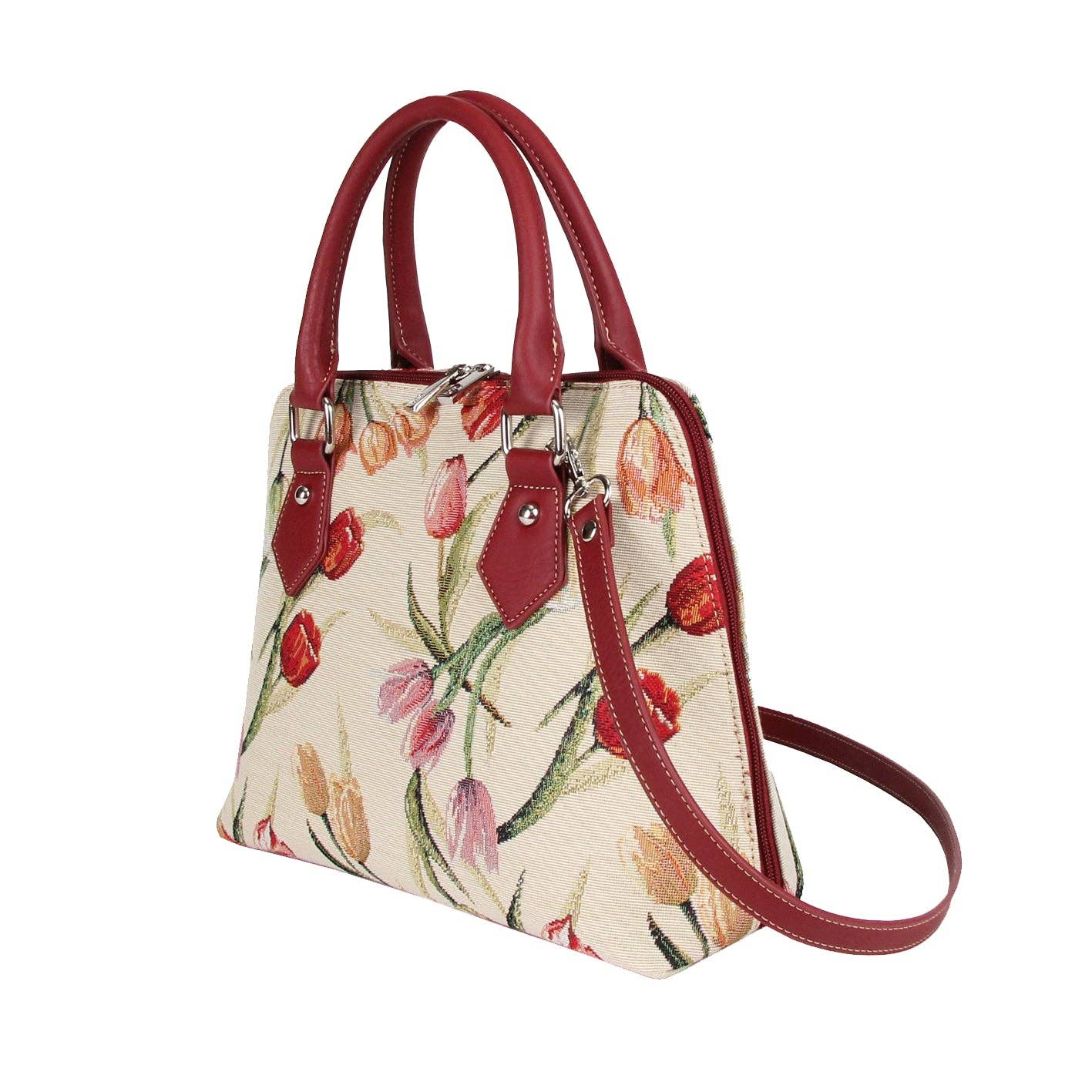 TULIP| Tulip White Convertible Top Handle Purse Handbag