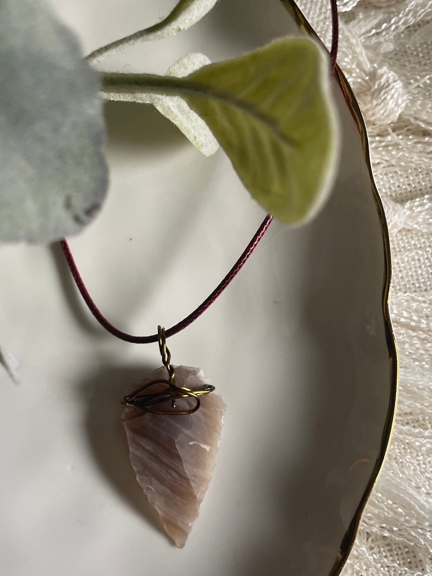 Brown Marble Arrowhead Necklace