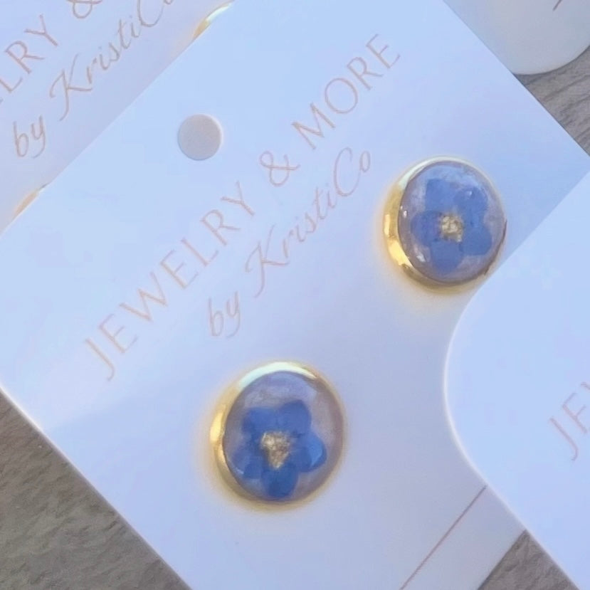 Tiny Real Flower Studs