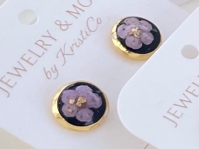 Tiny Real Flower Studs