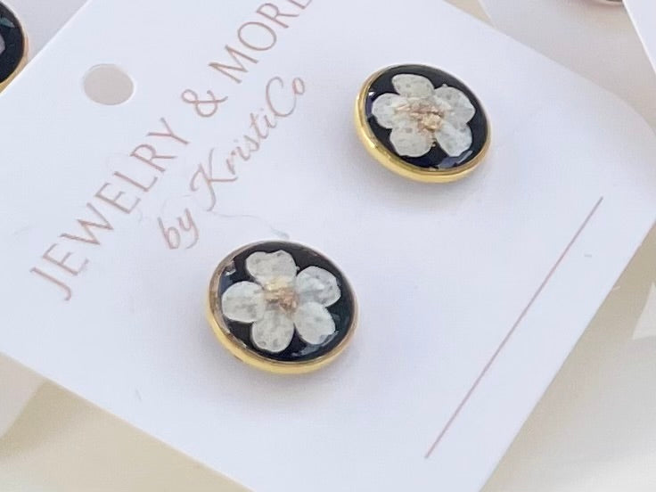 Tiny Real Flower Studs