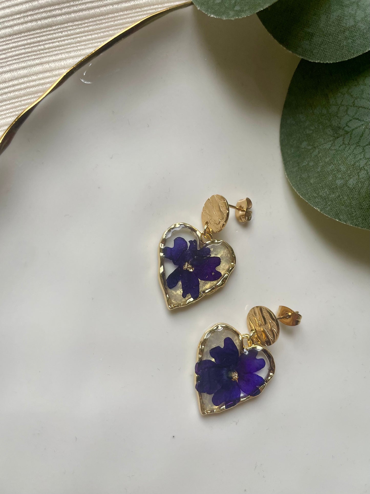 Real Purple Flower Earring