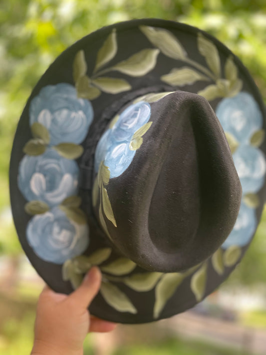 Dusty Blue Rose Fedora