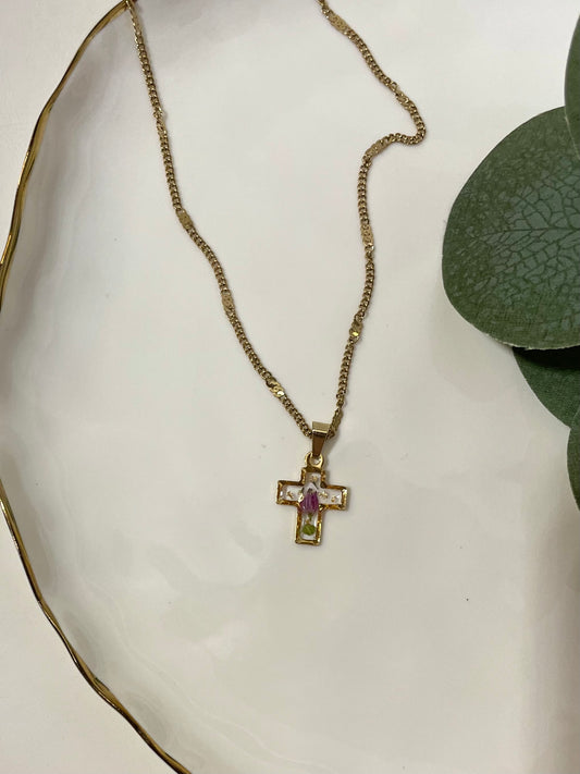 Flower Cross-Gold