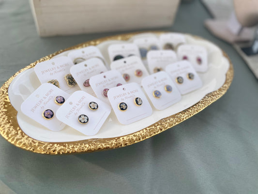 Tiny Real Flower Studs