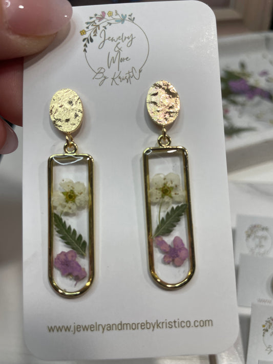 Transparent Resin & Floral Dangle