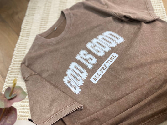 God Is Good- Brown Tee
