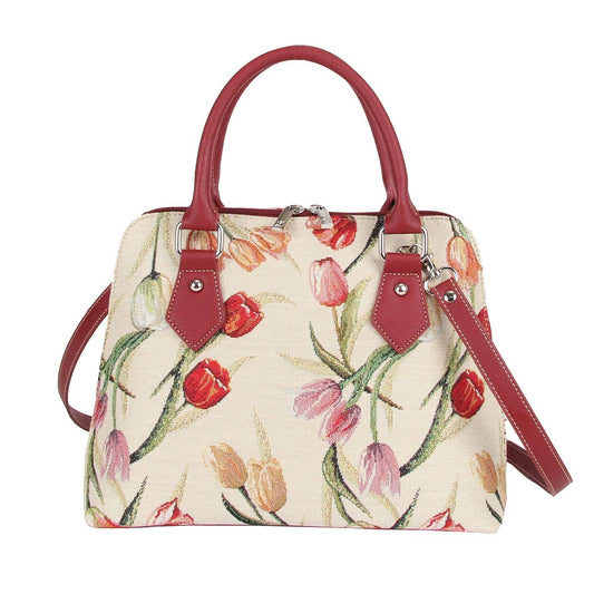 TULIP| Tulip White Convertible Top Handle Purse Handbag