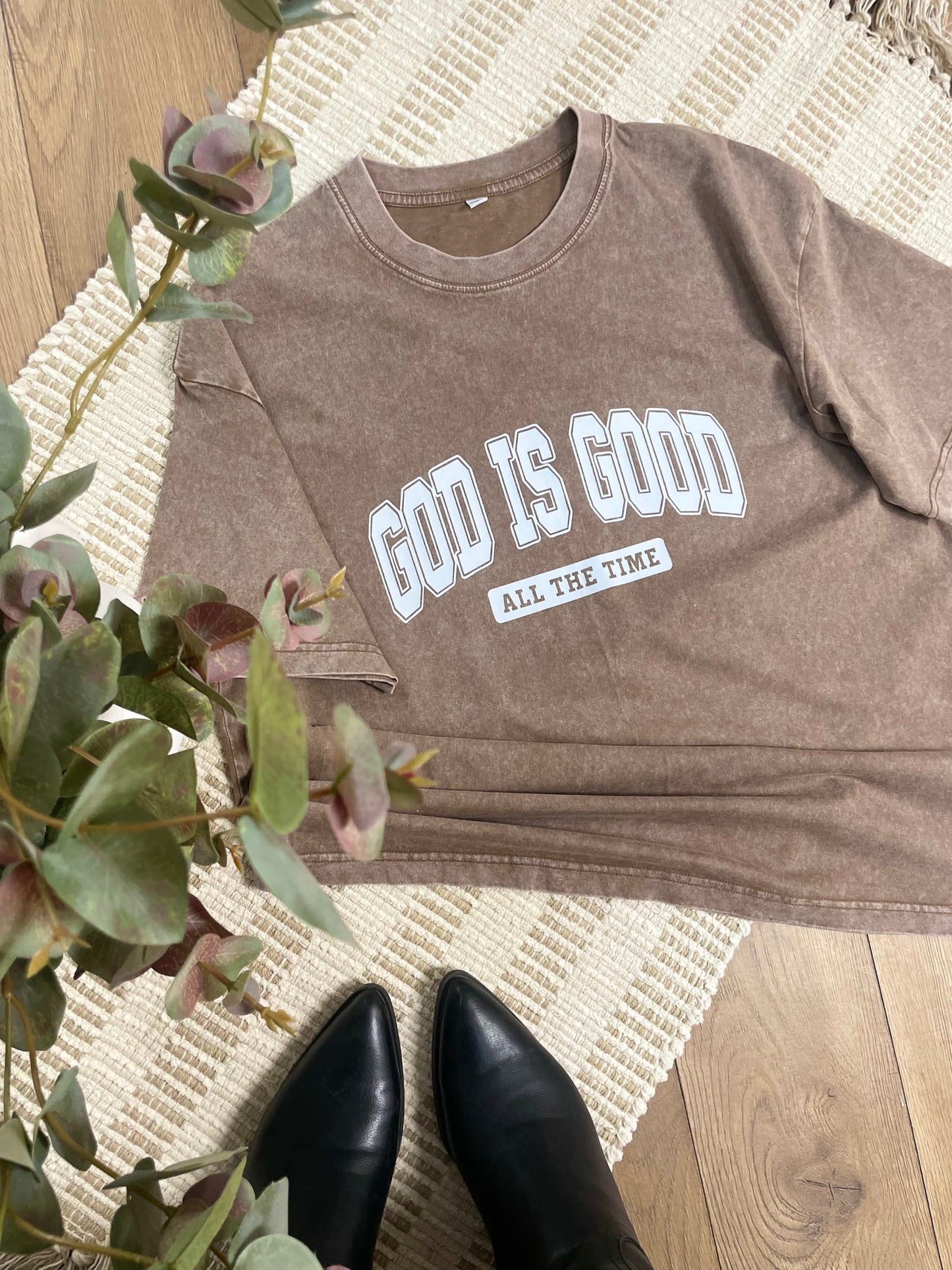 God Is Good- Brown Tee