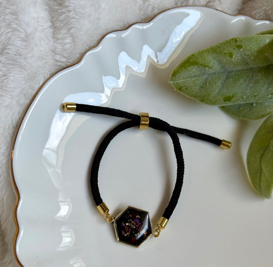 Midnight Peony Blooms Bracelet-Nylon