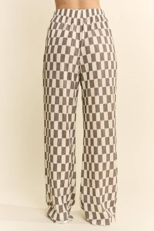 RETRO CHECKERED WIDE-LEG PANTS