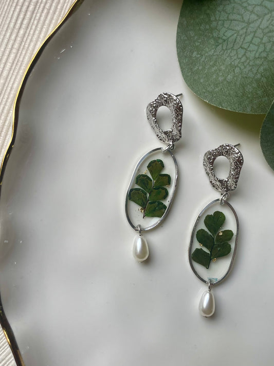 Real Fern Leaf Stud Drop