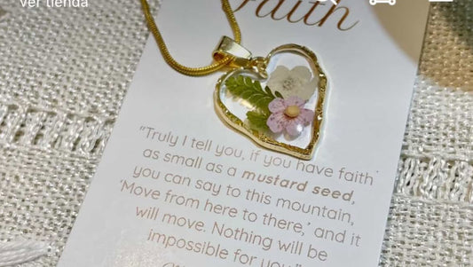 Pink & White Mustard Seed Faith Necklace
