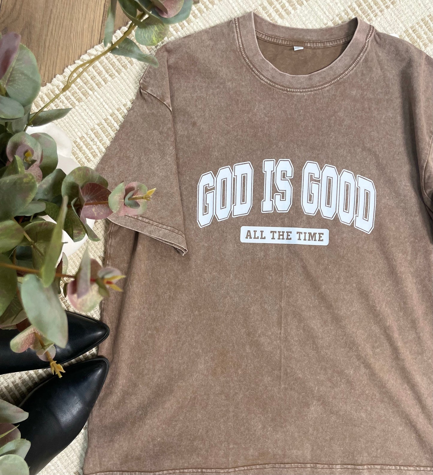God Is Good- Brown Tee