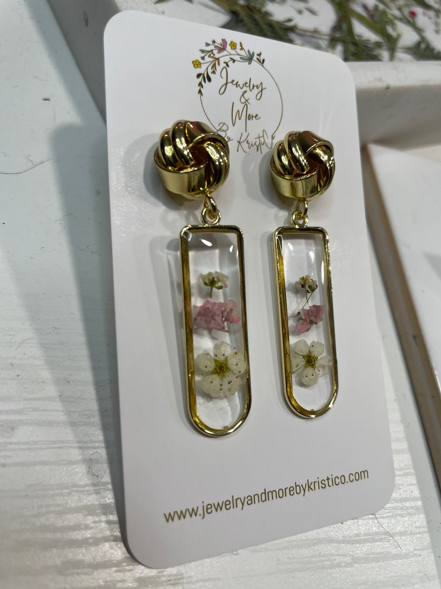 Pink & Cream Resin Dangle