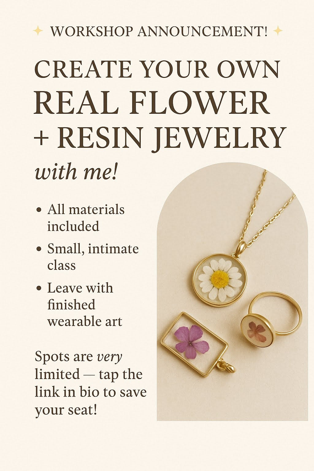 Tuesday Flower & Resin Workshop-6 Spots Weekly