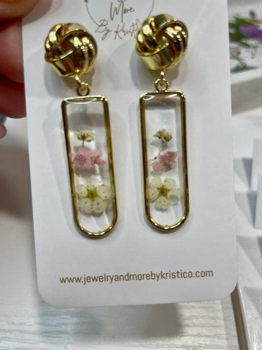 Pink & Cream Resin Dangle